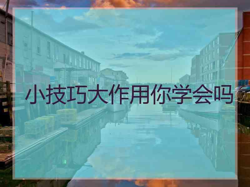 小技巧大作用你学会吗