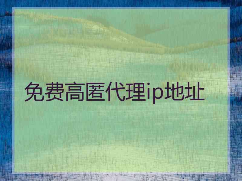 免费高匿代理ip地址