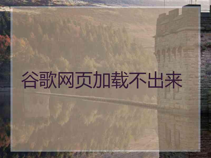 谷歌网页加载不出来