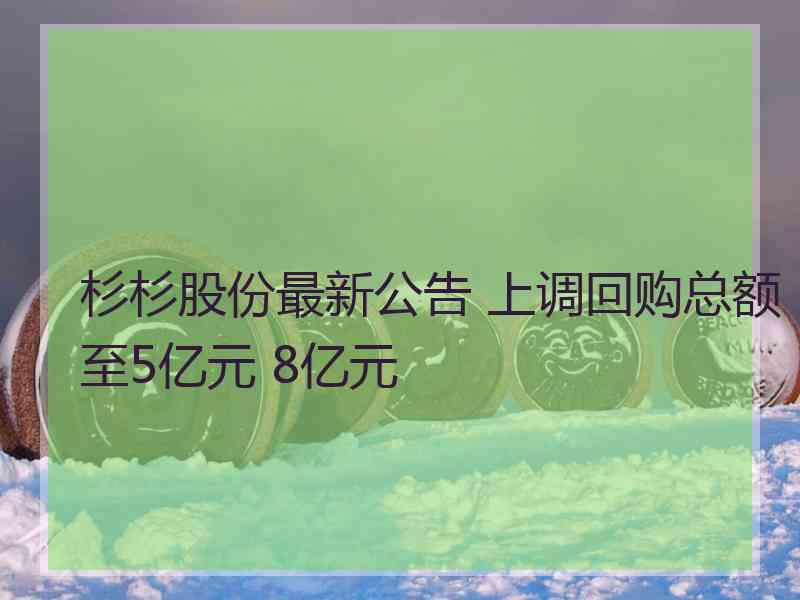 杉杉股份最新公告 上调回购总额至5亿元 8亿元
