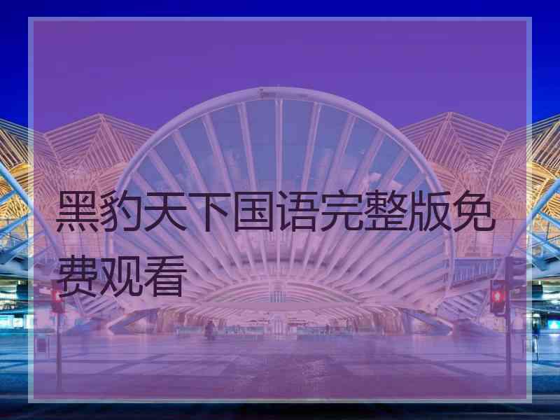 黑豹天下国语完整版免费观看