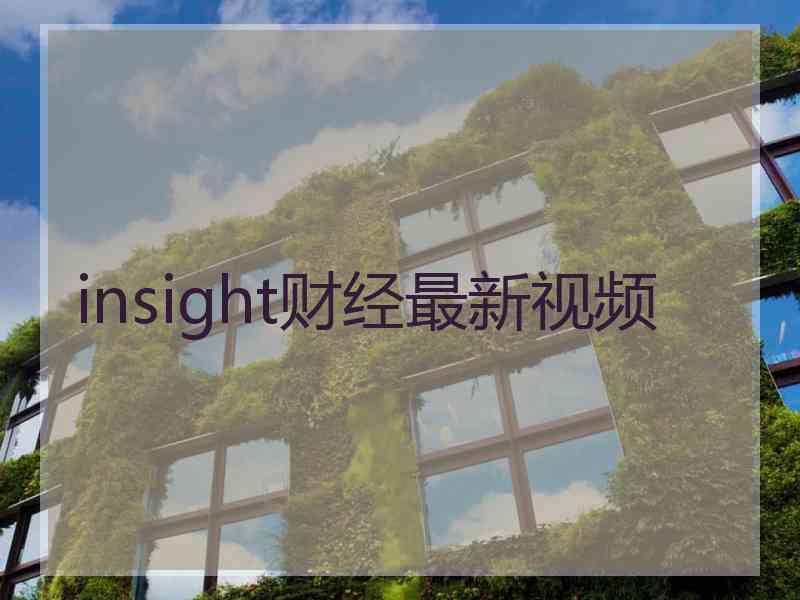 insight财经最新视频