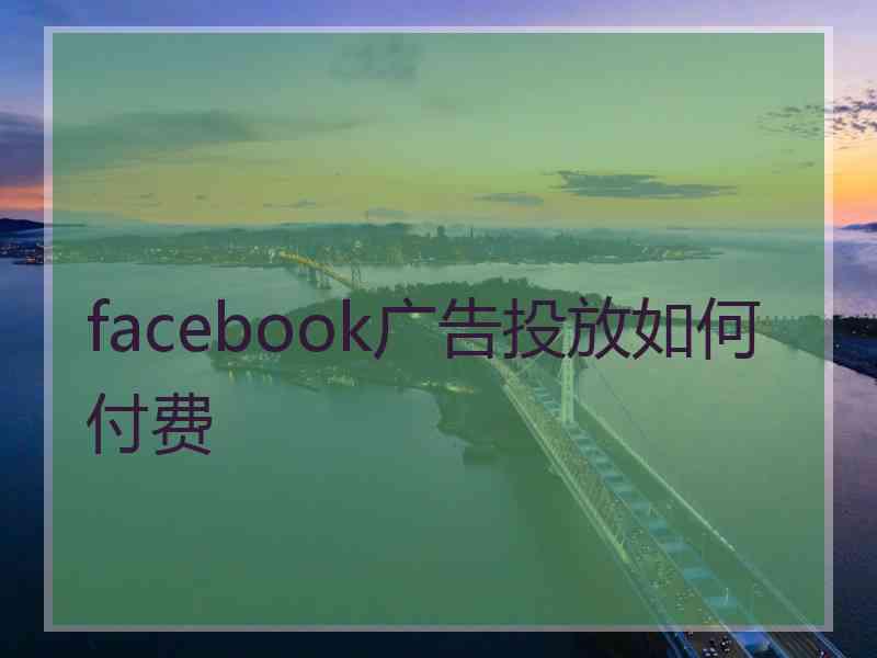 facebook广告投放如何付费