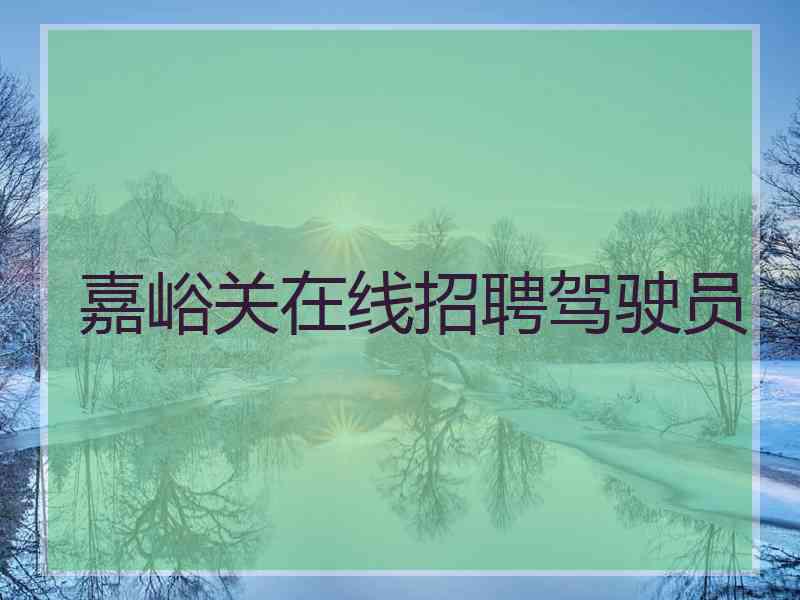 嘉峪关在线招聘驾驶员