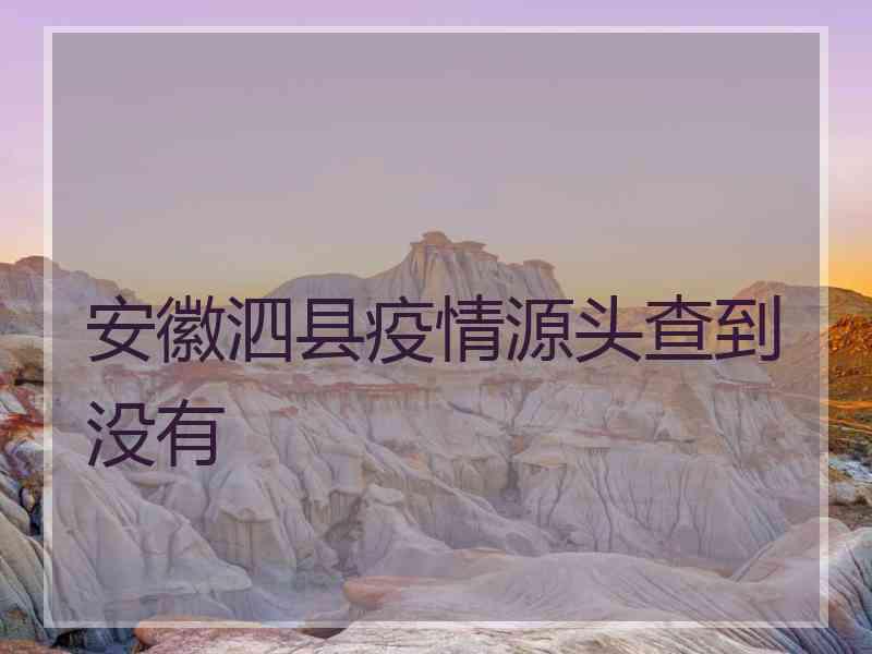 安徽泗县疫情源头查到没有