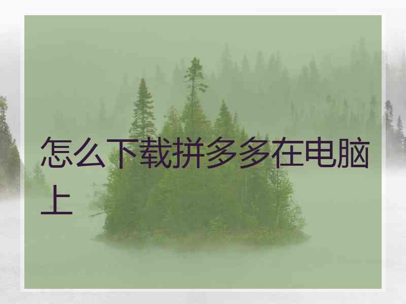 怎么下载拼多多在电脑上