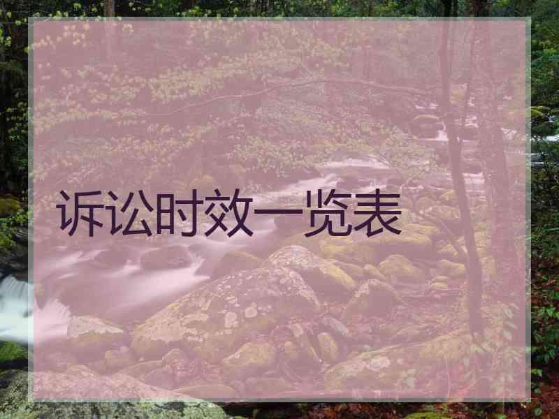 诉讼时效一览表