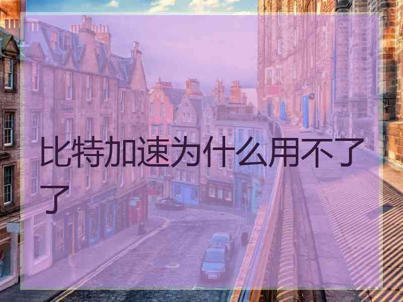 比特加速为什么用不了了