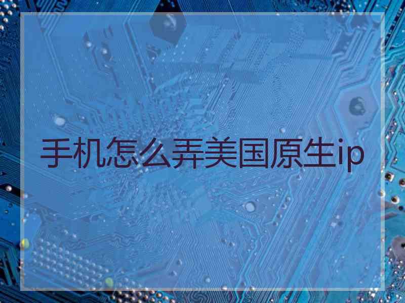 手机怎么弄美国原生ip