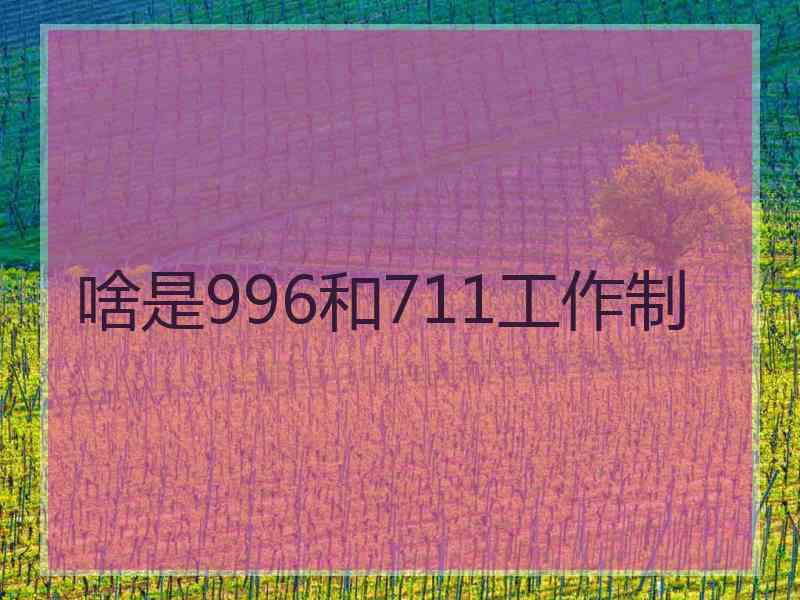 啥是996和711工作制