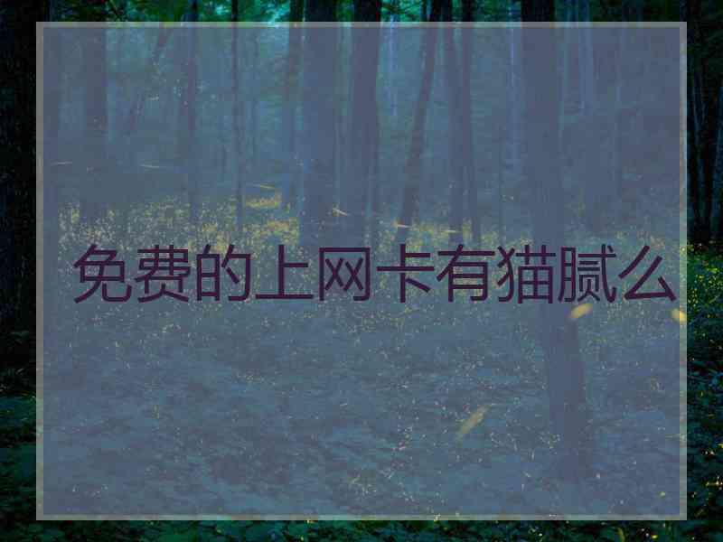 免费的上网卡有猫腻么
