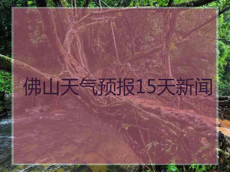 佛山天气预报15天新闻