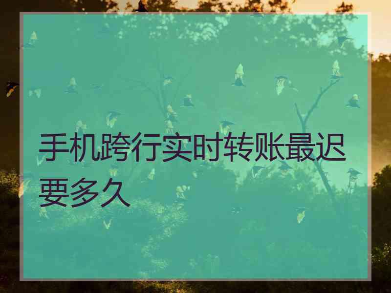 手机跨行实时转账最迟要多久