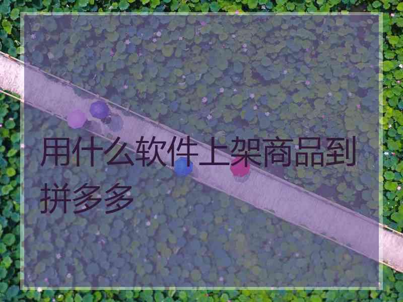 用什么软件上架商品到拼多多