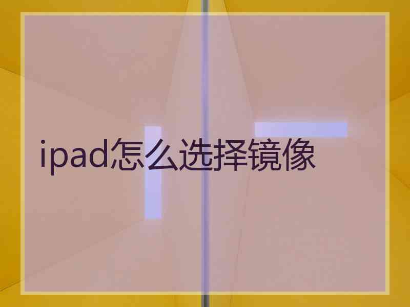 ipad怎么选择镜像