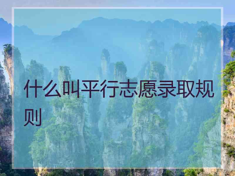 什么叫平行志愿录取规则