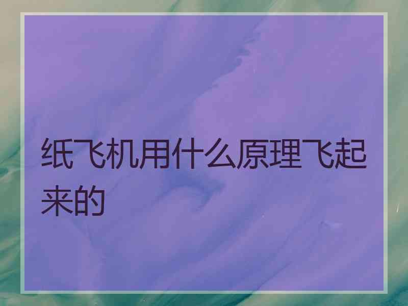 纸飞机用什么原理飞起来的