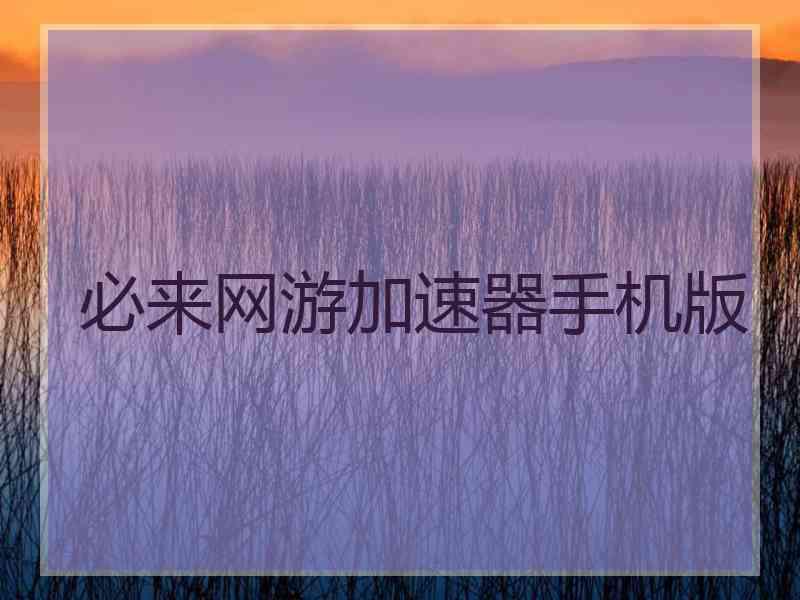 必来网游加速器手机版