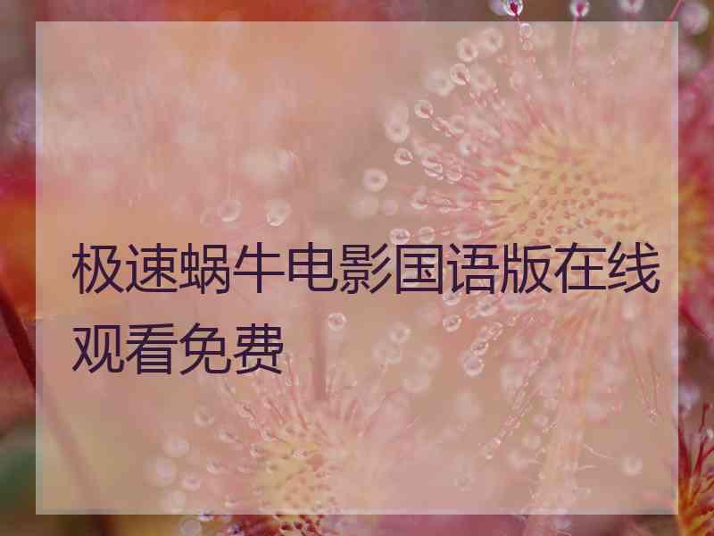 极速蜗牛电影国语版在线观看免费