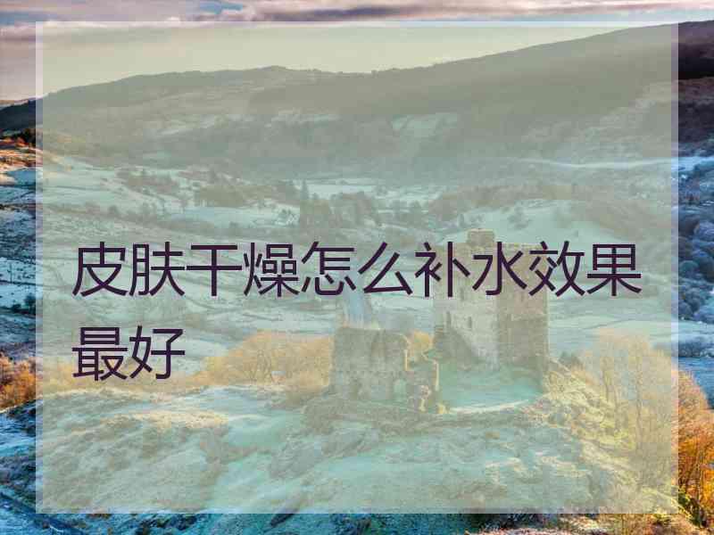 皮肤干燥怎么补水效果最好