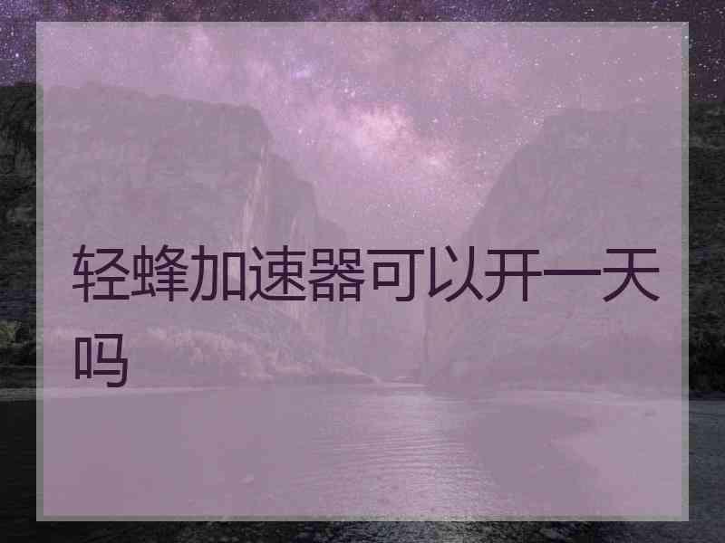轻蜂加速器可以开一天吗