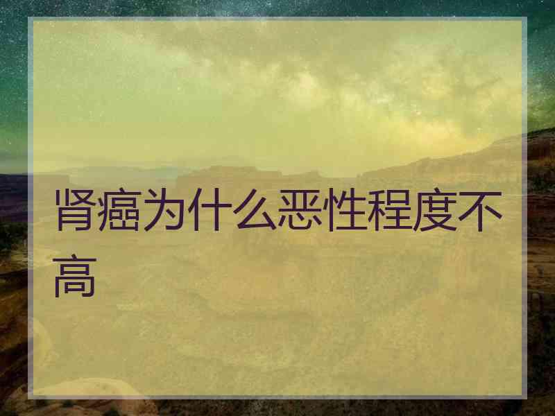 肾癌为什么恶性程度不高