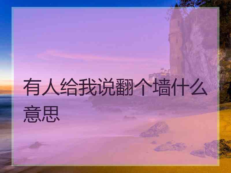 有人给我说翻个墙什么意思