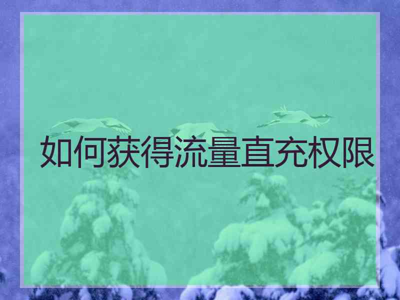 如何获得流量直充权限
