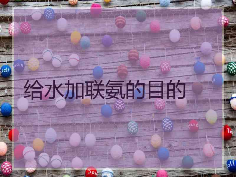 给水加联氨的目的