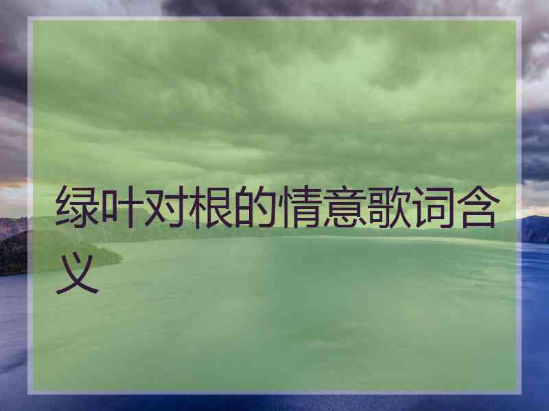 绿叶对根的情意歌词含义