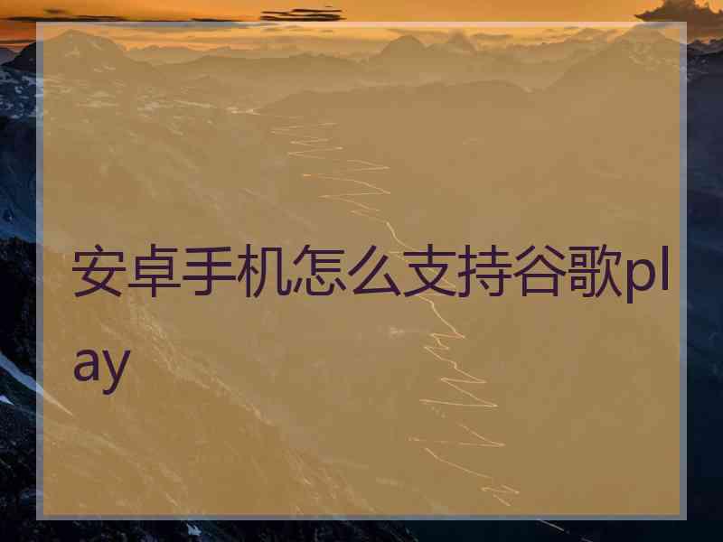 安卓手机怎么支持谷歌play