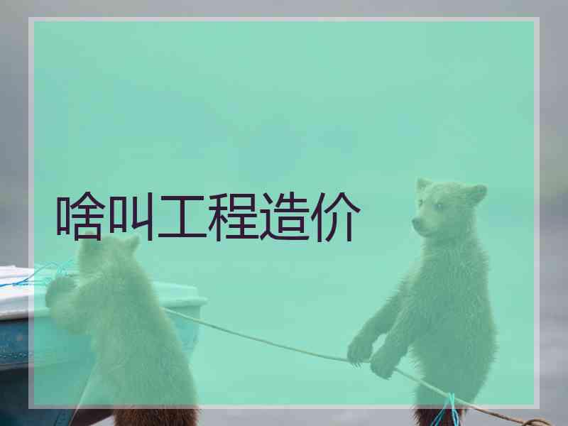 啥叫工程造价