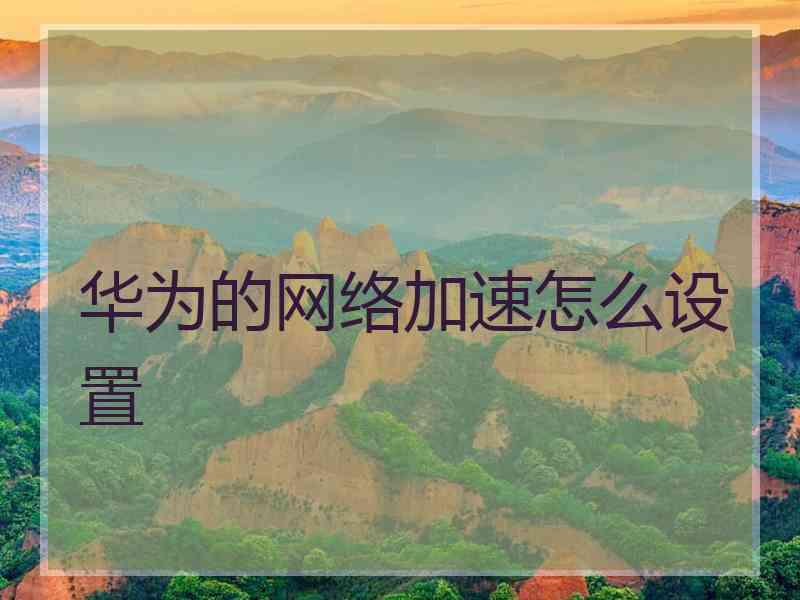 华为的网络加速怎么设置