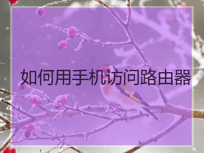 如何用手机访问路由器