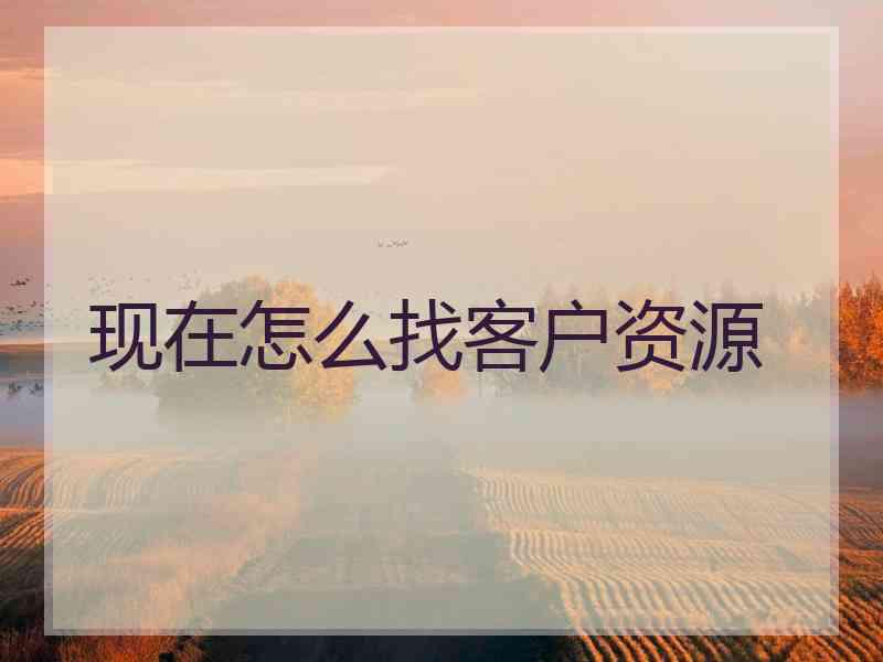 现在怎么找客户资源