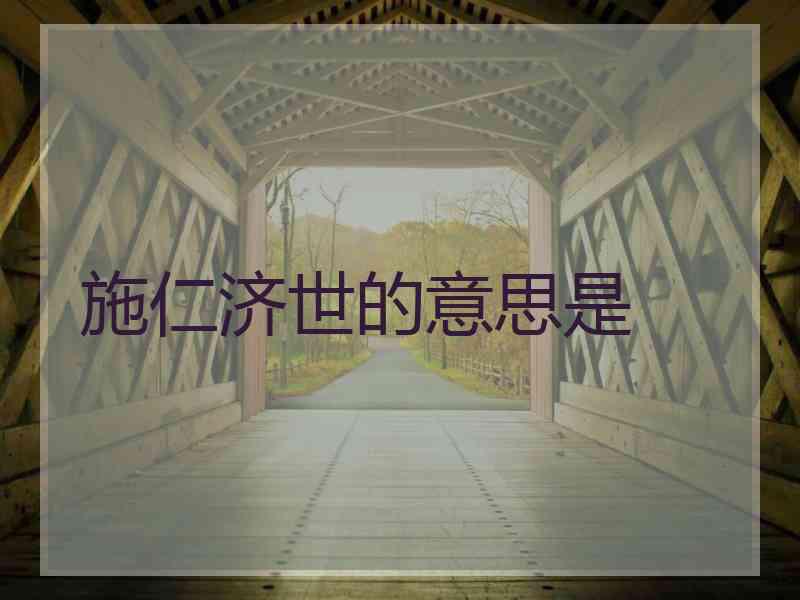 施仁济世的意思是