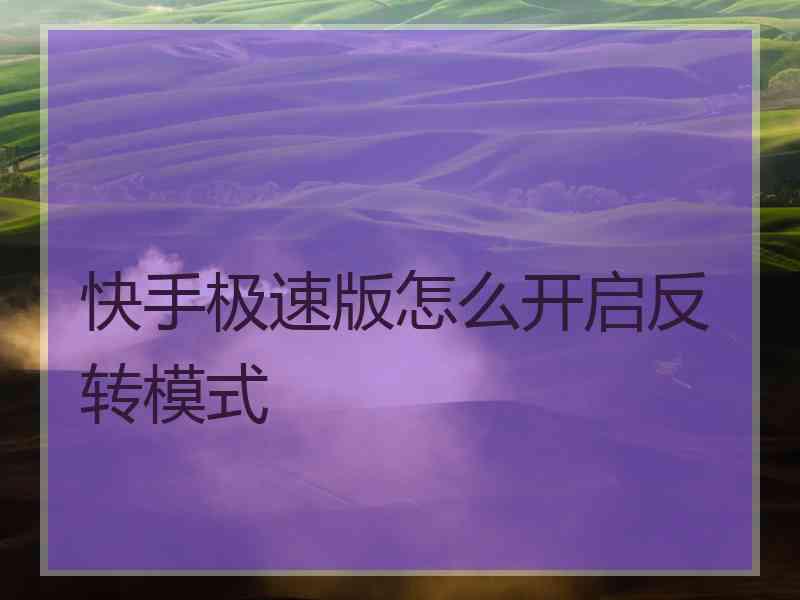 快手极速版怎么开启反转模式