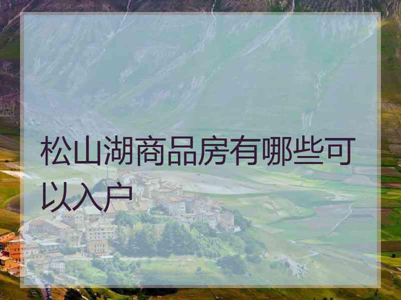 松山湖商品房有哪些可以入户