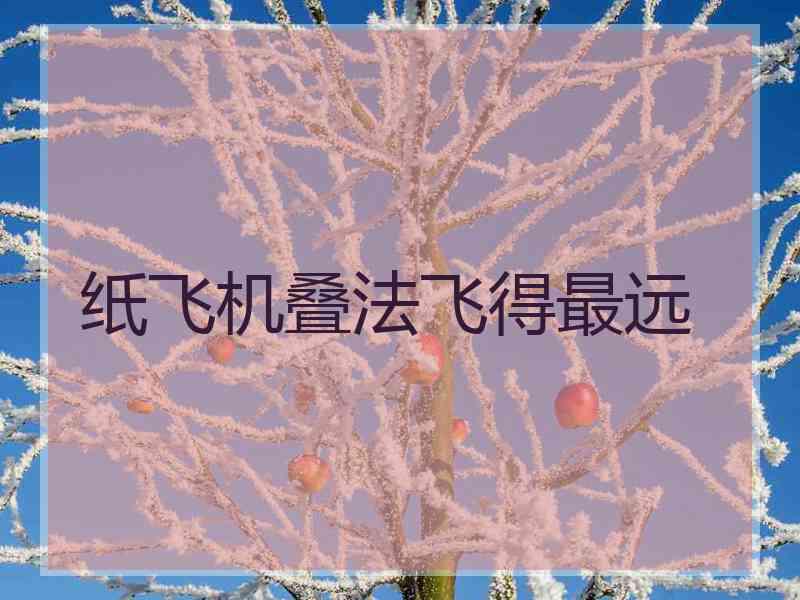 纸飞机叠法飞得最远