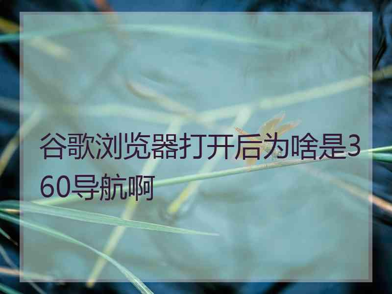 谷歌浏览器打开后为啥是360导航啊