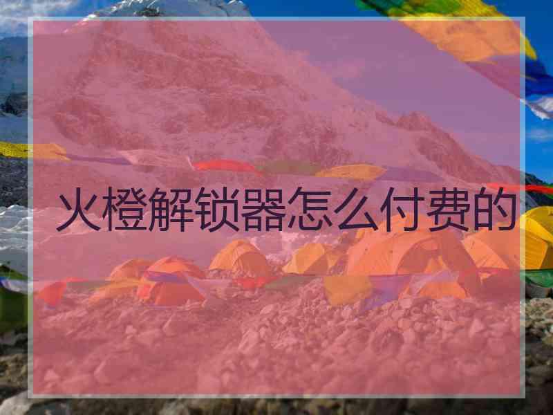 火橙解锁器怎么付费的