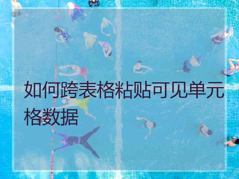 如何跨表格粘贴可见单元格数据