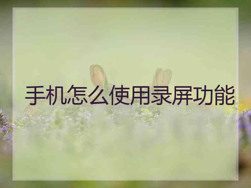 手机怎么使用录屏功能