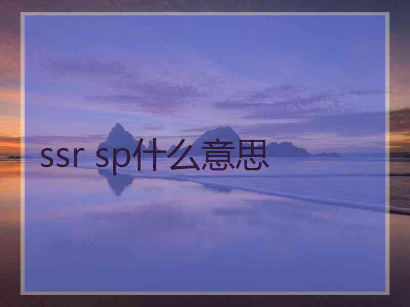 ssr sp什么意思