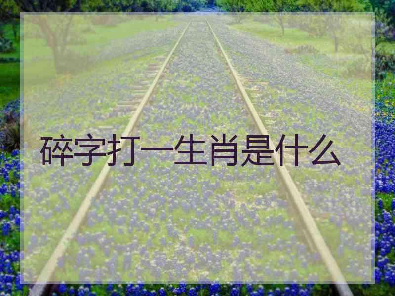 碎字打一生肖是什么