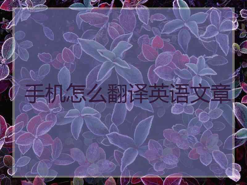 手机怎么翻译英语文章