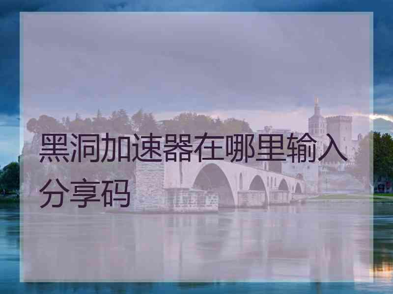 黑洞加速器在哪里输入分享码