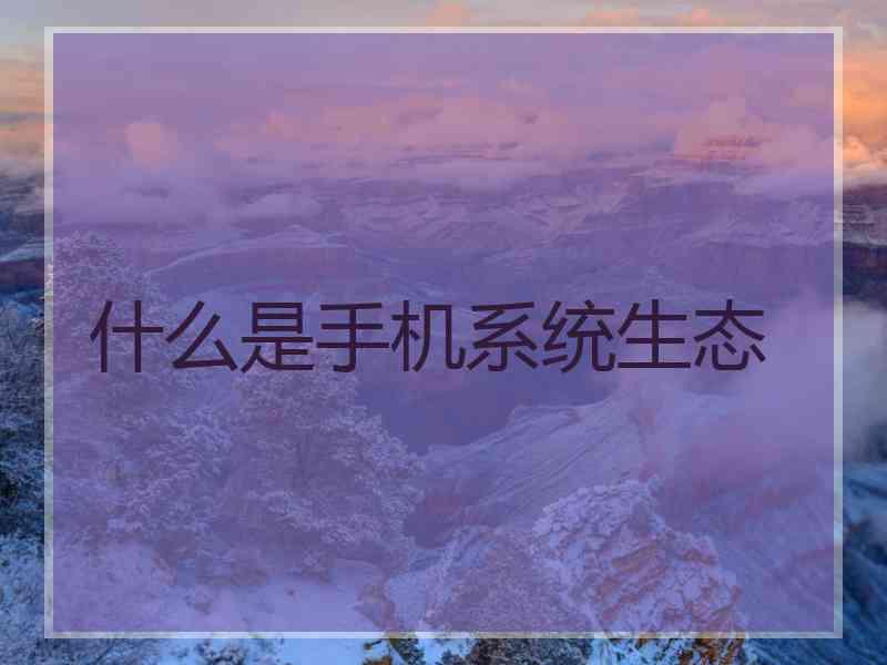 什么是手机系统生态