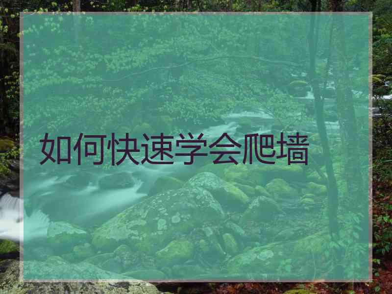 如何快速学会爬墙